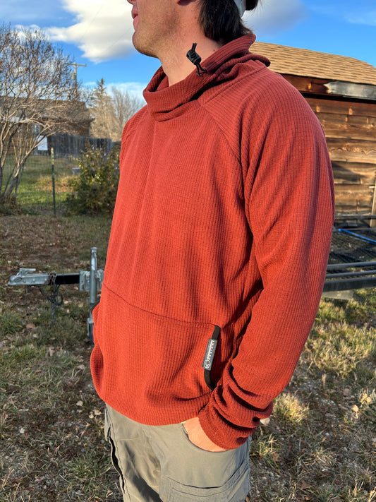 Power Grid™ Kangaroo Pocket Hoodie in Firebrick